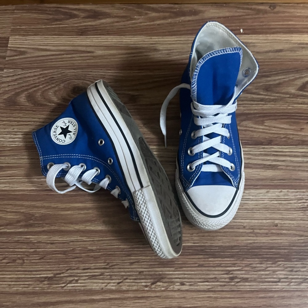 Converse High Top Sneakers in Bright Blue and White